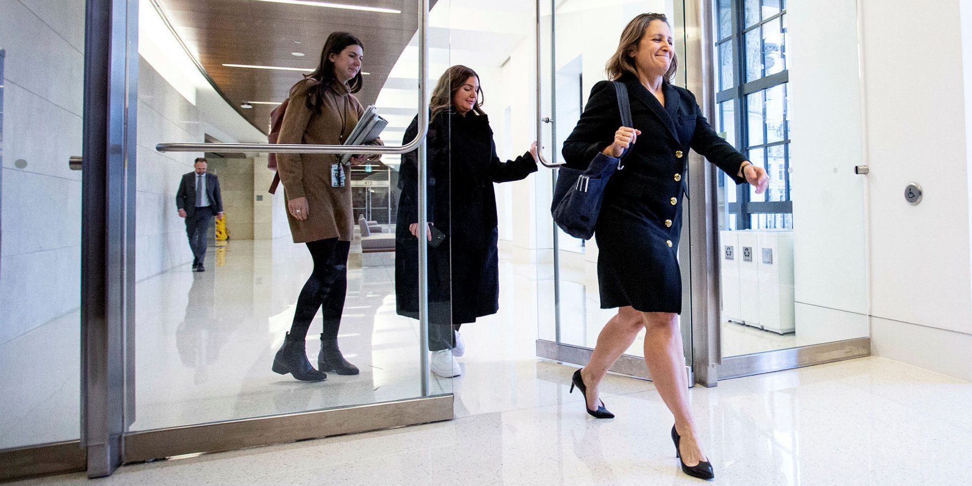 Minister of Finance Chrystia Freeland arrives for the House of Commons standing committee on Finance meeting in Ottawa on  Nov. 28, 2022. The Hill Times photograph by Andrew Meade